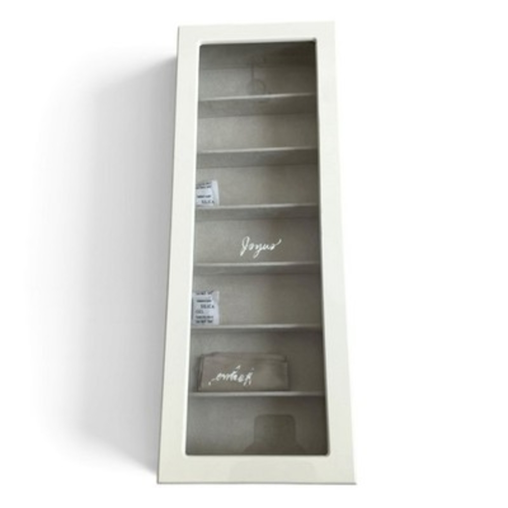 White Wood Sunglasses Display Case 7-Compartment 7x19x3" NWOB